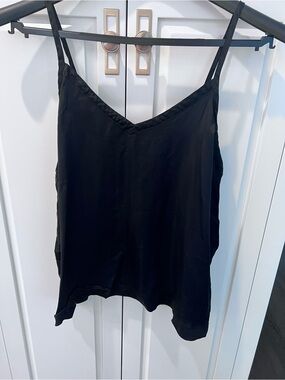 Athleta Black Satin V-Neck Camisole